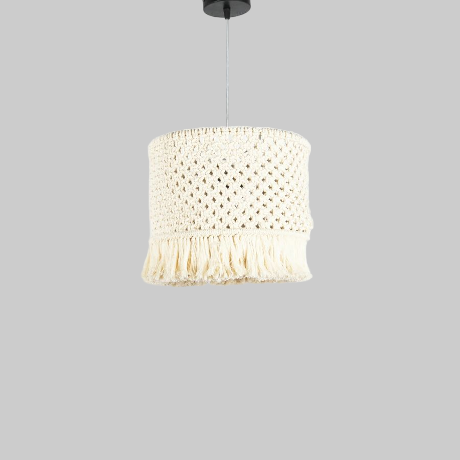 Macrame Chandelier - Steel & Cotto Yorn- Off White- 30x40 cm