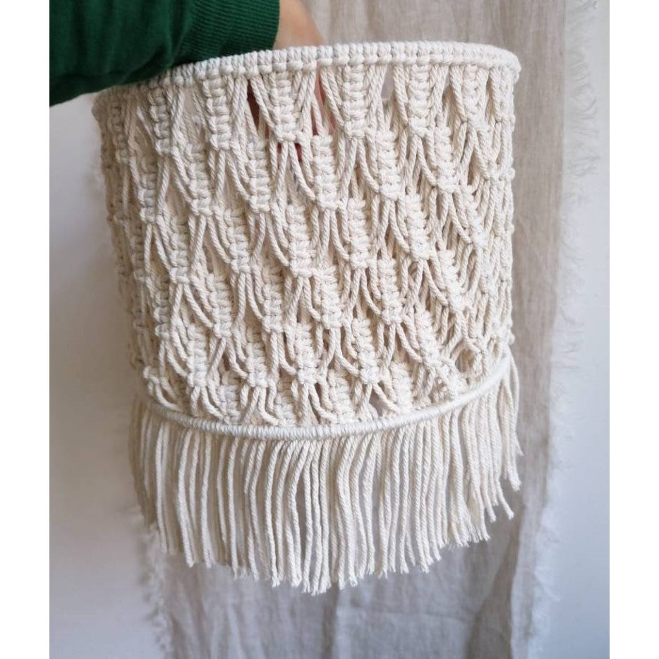 Macrame Chandelier - Steel & Cotto Yorn- Off White- 30x40 cm