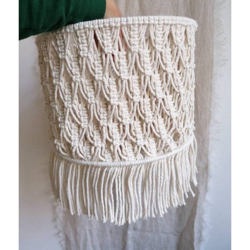 Macrame Chandelier - Steel & Cotto Yorn- Off White- 30x40 cm