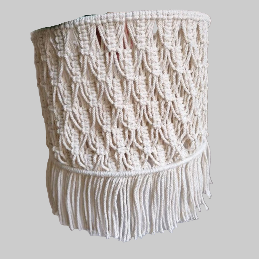 Macrame Chandelier - Steel & Cotto Yorn- Off White- 30x40 cm