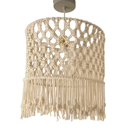 Macrame Chandelier - Steel & Cotto Yorn- Off White- 30x40 cm