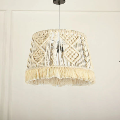 Macrame Chandelier - Steel & Cotto Yorn- Off White- 30x40 cm