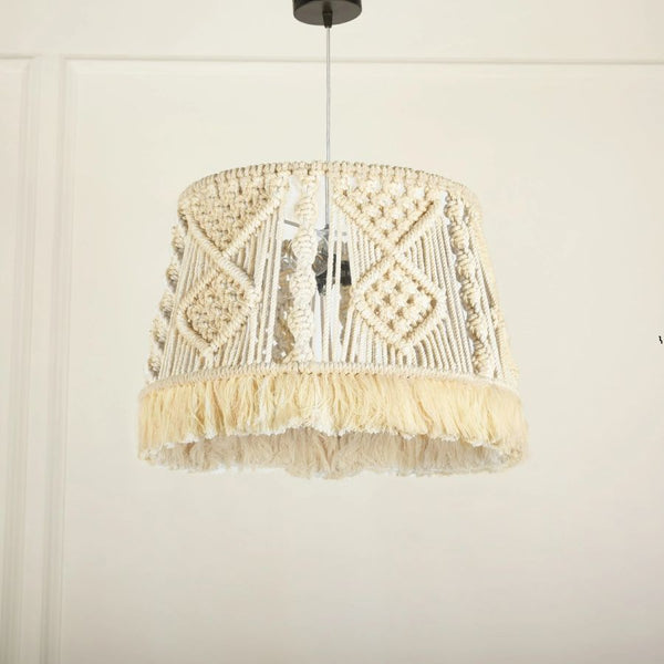 Macrame Chandelier - Steel & Cotto Yorn- Off White- 30x40 cm