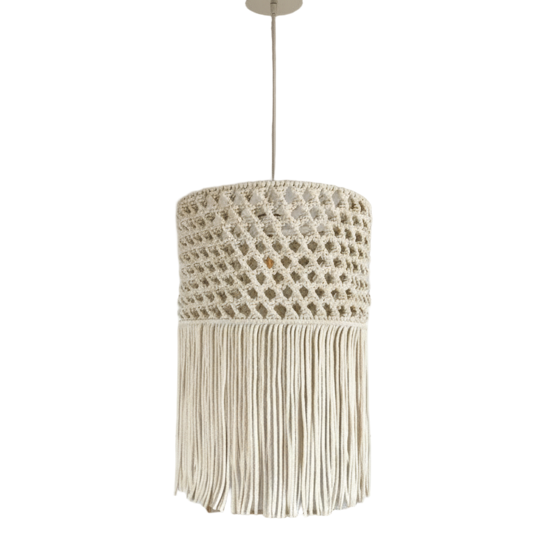 Macrame Chandelier - Steel & Cotto Yarn- Off White- 60x40 cm