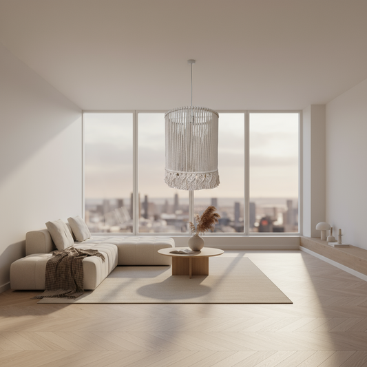 مكرمية - ستيل وخيوط قطنية - ؤف وايت - 40 × 40 سم