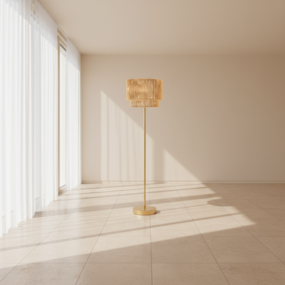 أباجوره - ستيل وخيش - ذهبي وبيج - 150 × 40 سم