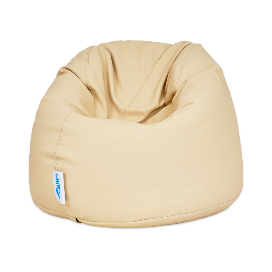 كرسي بين باج جلدي كبير - جلد فاخر - بيج - 95×70 سم