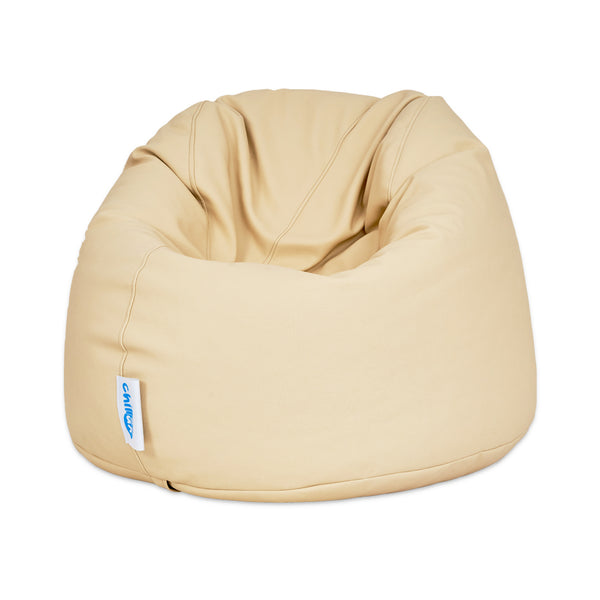 كرسي بين باج جلدي كبير - جلد فاخر - بيج - 95×70 سم