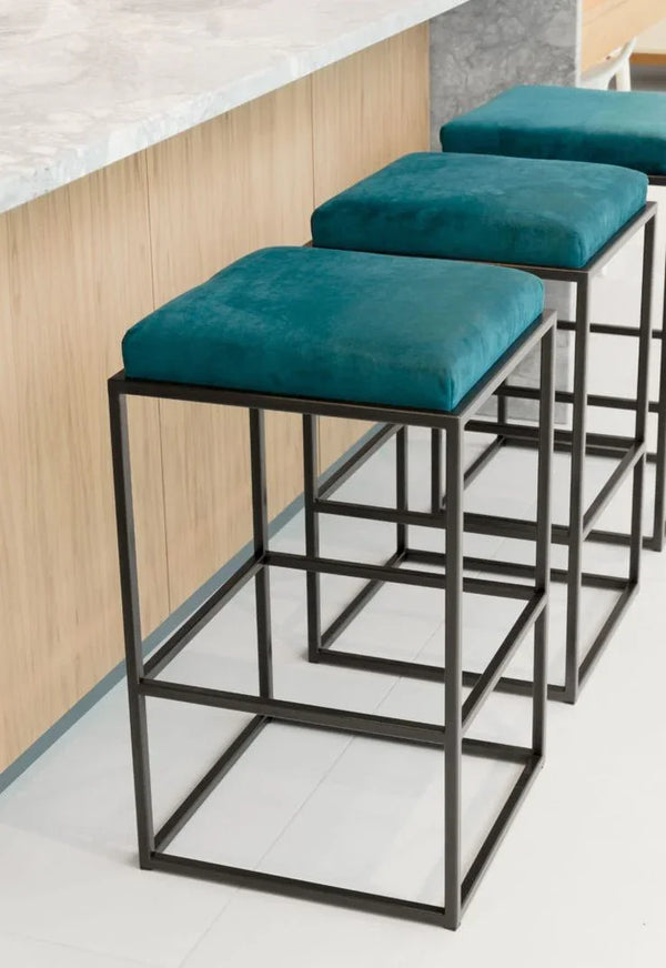 Bar Stool - Steel - Fabric - Black - 70x40x40 cm - Cataloug