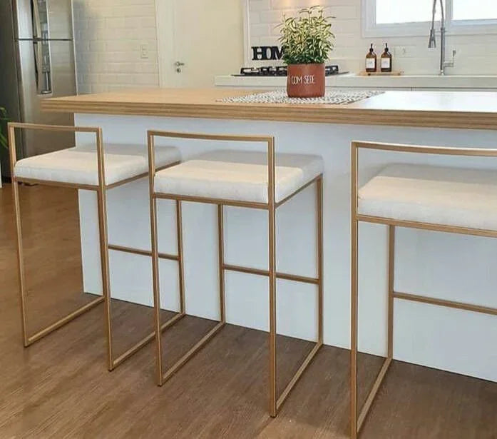 Bar Stool - Steel - Leather Fabric - Black - 90x40x35 cm - Cataloug