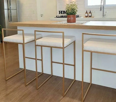 Bar Stool - Steel - Leather Fabric - Black - 90x40x35 cm - Cataloug