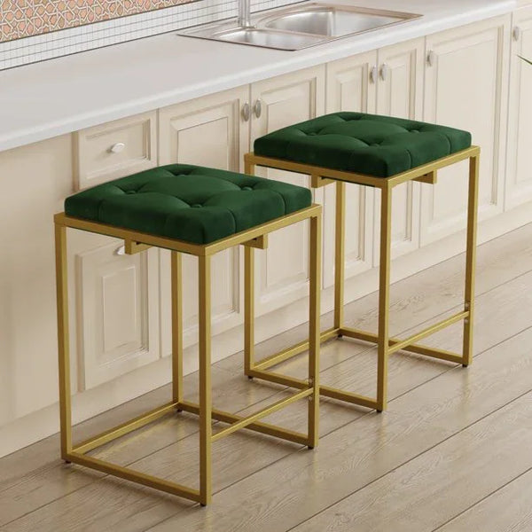 Bar Stool - Steel - Velvet Fabric - Gold - 70x40x40 cm - Cataloug