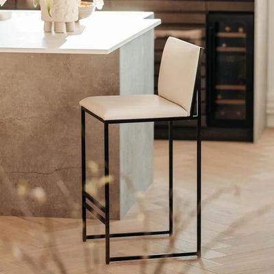 Bar Stool - Steel - Leather - Black - 110x45x50 cm - Cataloug