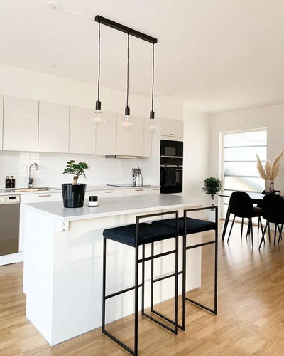 Bar Stool - Steel - Velvet Fabric - Black - 40x90x40 cm - Cataloug