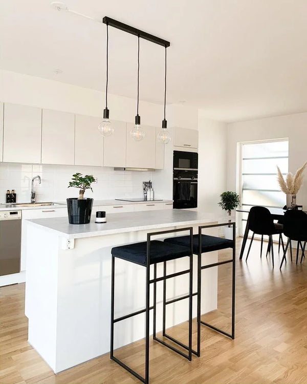 Bar Stool - Steel - Velvet Fabric - Black - 40x90x40 cm - Cataloug