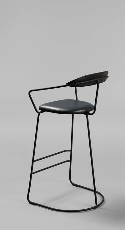 Bar Stool - Steel - Leather - Black - 90x50x35 cm - Cataloug