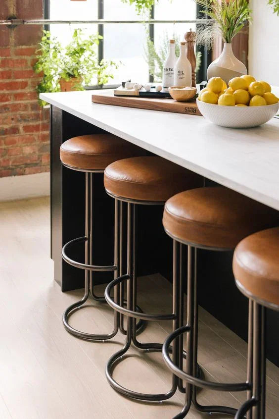 Bar Stool - Steel - Leather - Black - 40x70x40 cm - Cataloug