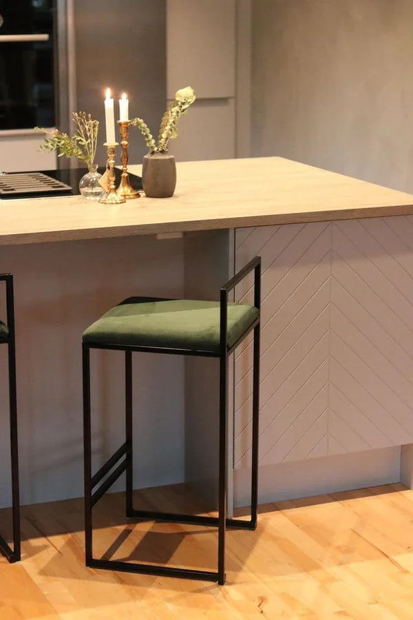 Bar Stool - Steel - Linen Fabric - Black - 90x40x40 cm - Cataloug