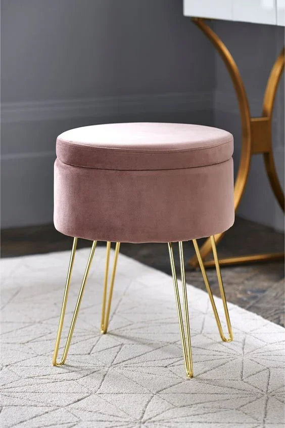 Bar Stool - Steel - Velvet Fabric - Gold - 50x50x50 cm - Cataloug