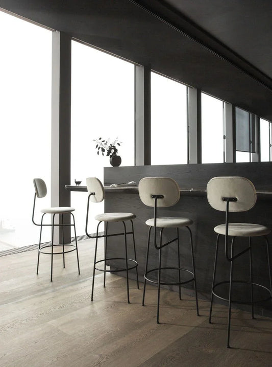 Bar Stool - Steel - Velvet Fabric - Black - 110x45x45 cm - Cataloug