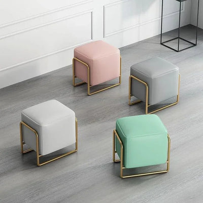 Pouf - Steel - Leather Fabric -Multi color - 50x50x50 cm - Cataloug