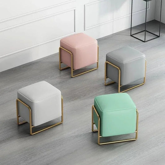 Pouf - Steel - Leather Fabric -Multi color - 50x50x50 cm - Cataloug
