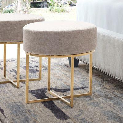 Bar Stool - Steel - Linen Fabric - Gold - 50x50x50 cm - Cataloug