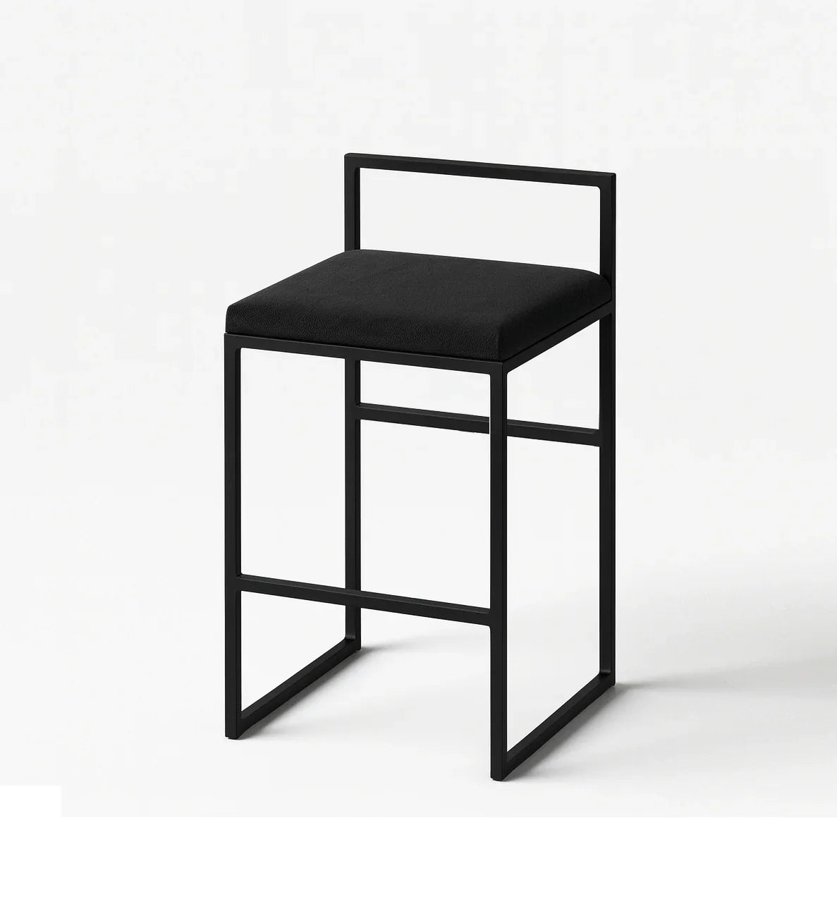 Bar Stool - Steel - Leather Fabric - Black - 40x90x35 cm - Cataloug