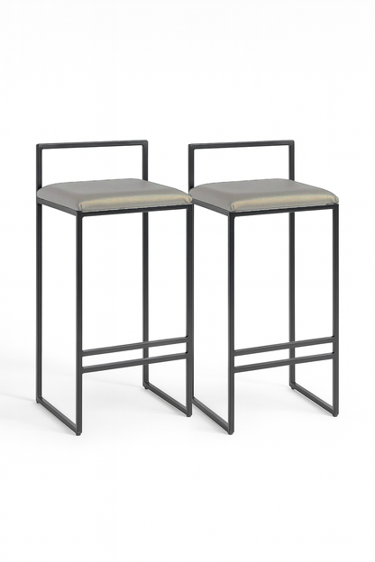 Bar Stool Steel Leather Black