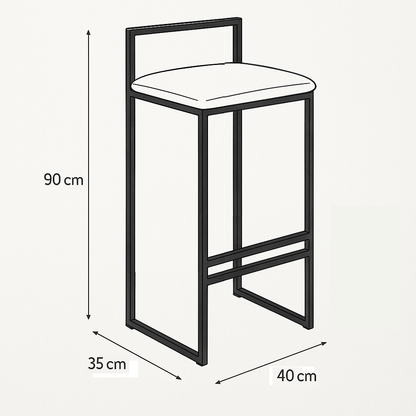 Bar Stool Steel Leather Black
