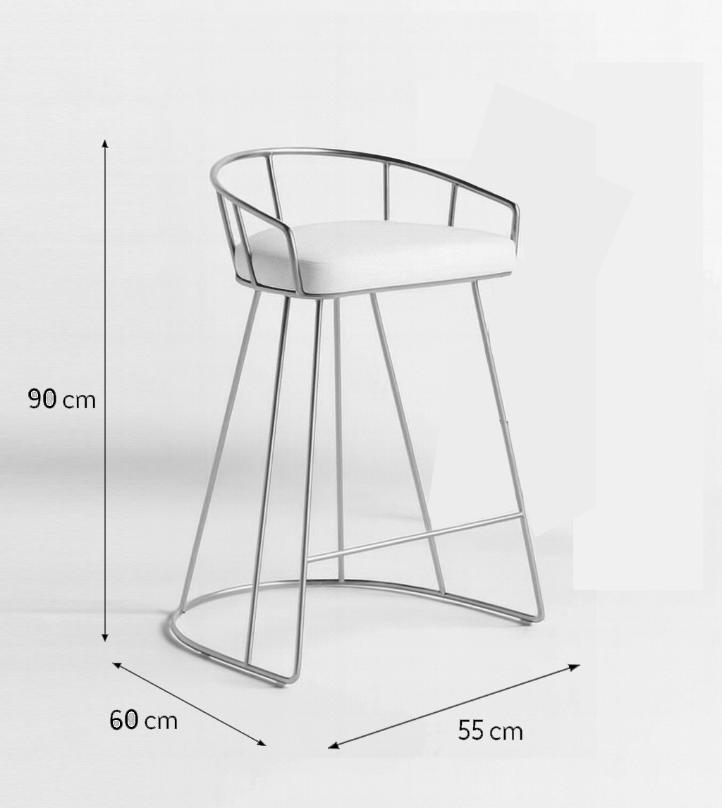 Bar Stool Steel Leather White