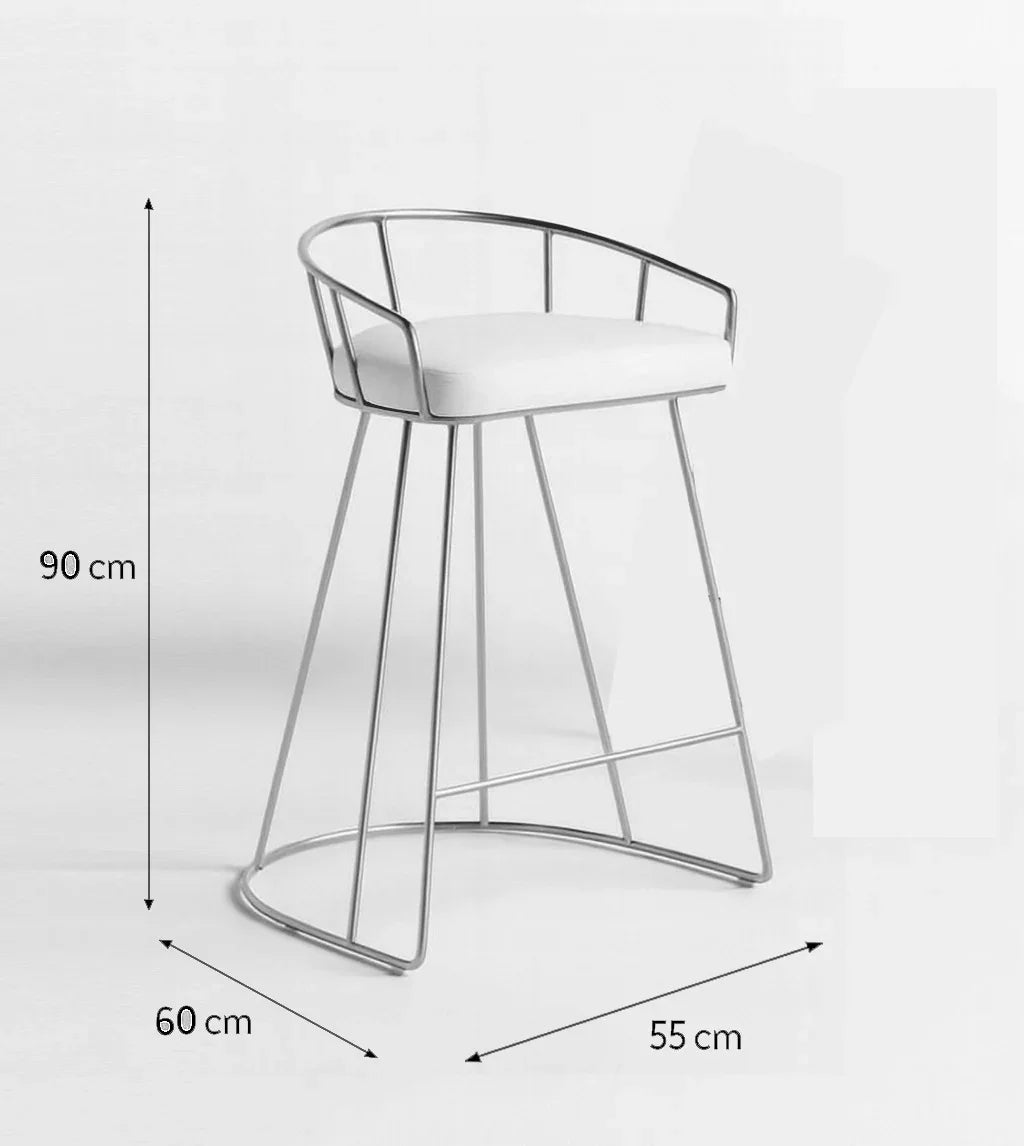 Bar Stool - Steel - Leather Fabric - Gold - 90x55x60 cm - Cataloug