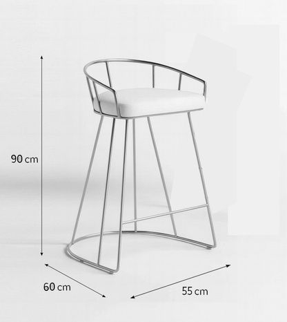 Bar Stool Steel Leather White