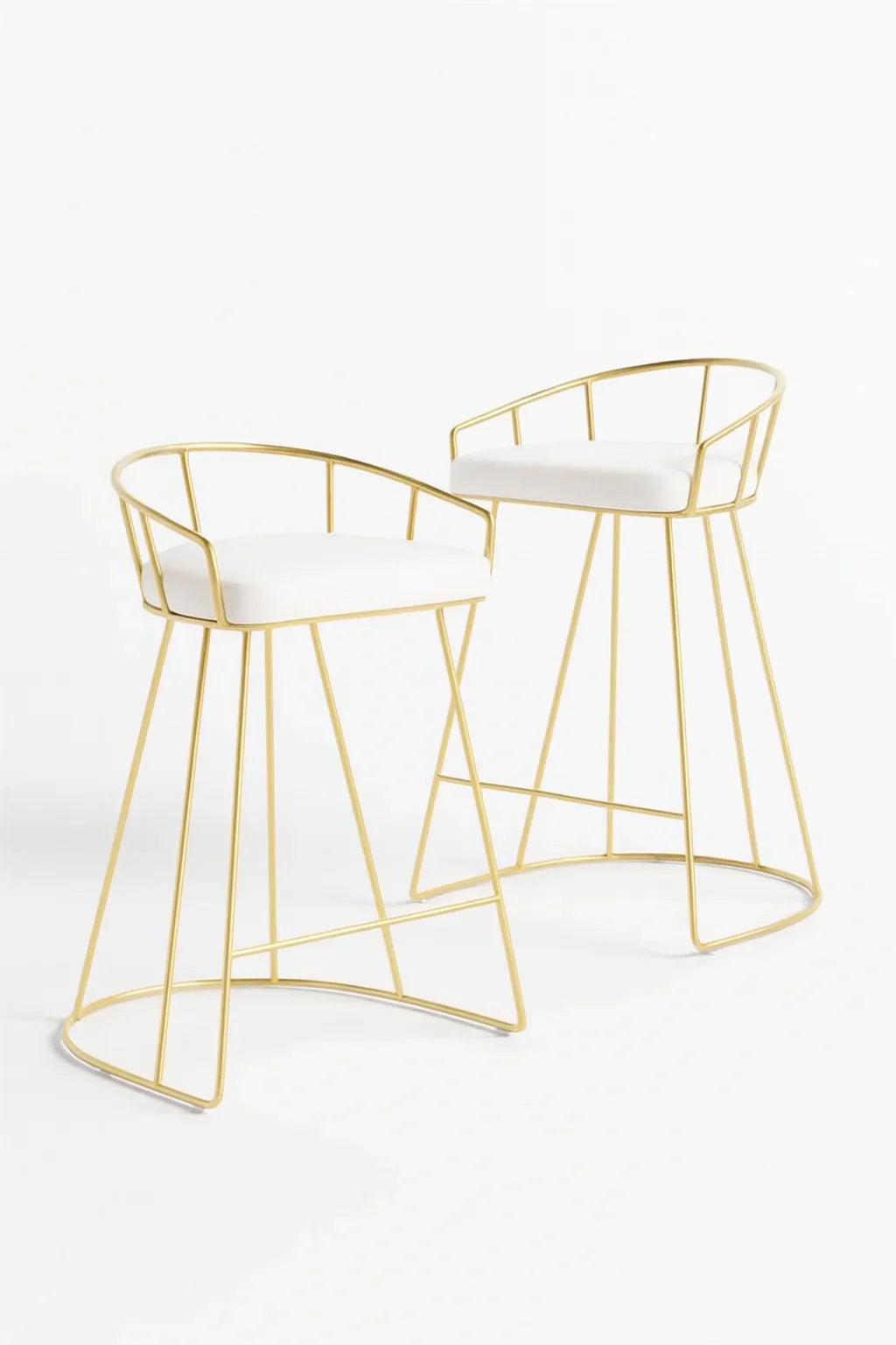 Bar Stool - Steel - Leather Fabric - Gold - 90x55x60 cm - Cataloug