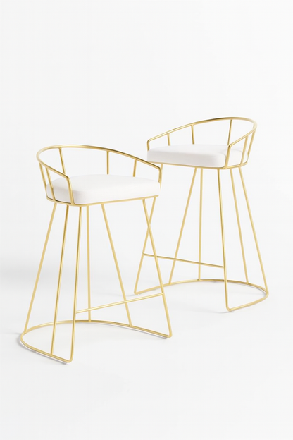 Bar Stool Steel Leather White