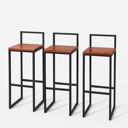 Bar Stool Steel Wood Black