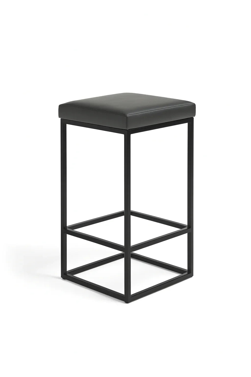 Bar Stool - Steel - Leather Fabric - Black - 70x40x40 cm - Cataloug