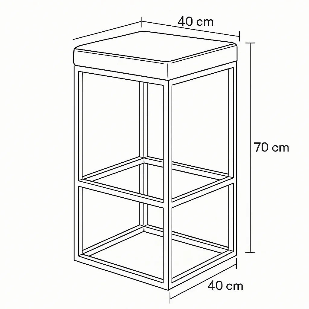 Bar Stool - Steel - Leather Fabric - Black - 70x40x40 cm - Cataloug