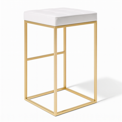 Bar Stool Steel Leather Gold