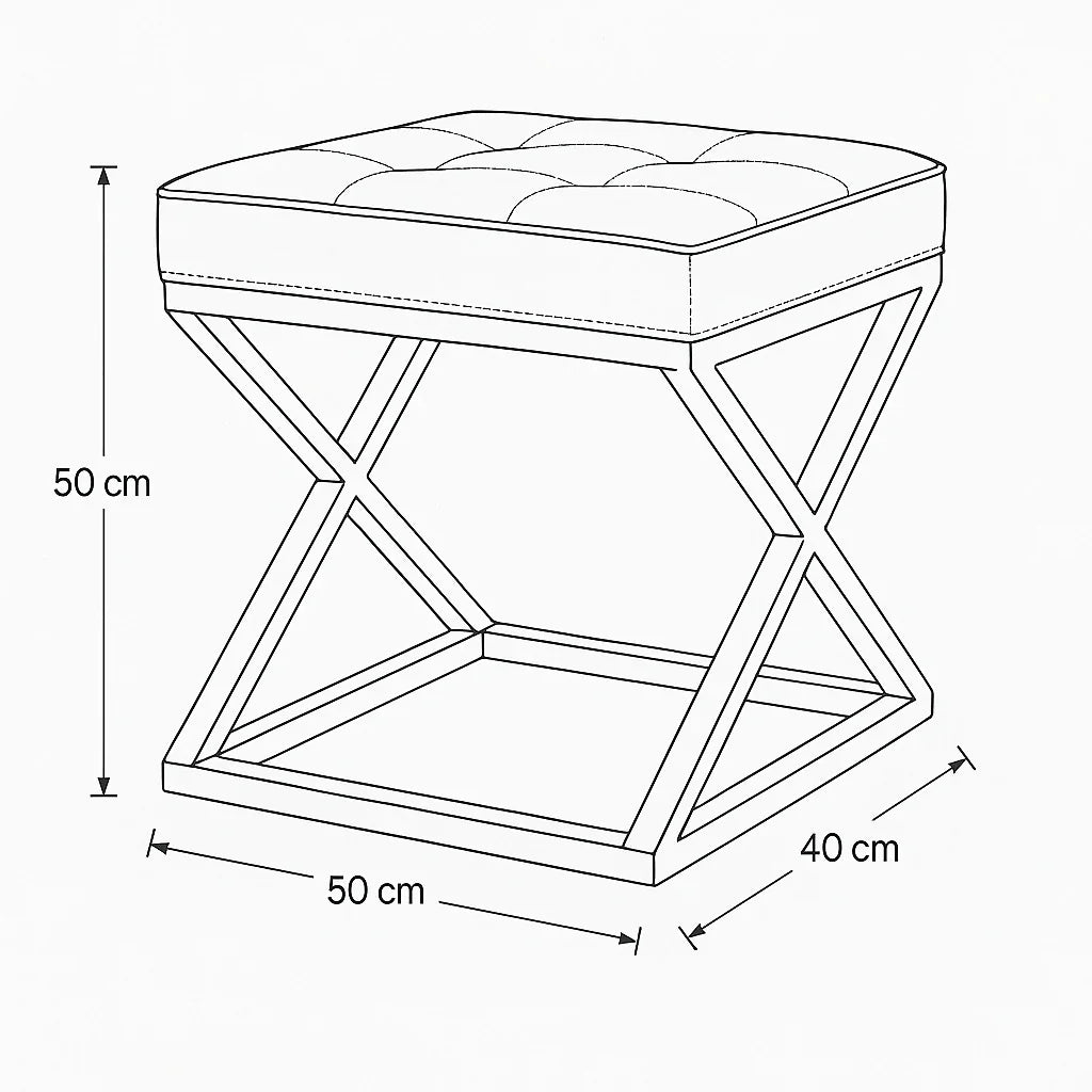 Bar Stool - Steel - Leather - Black - 50x50x40 cm - Cataloug