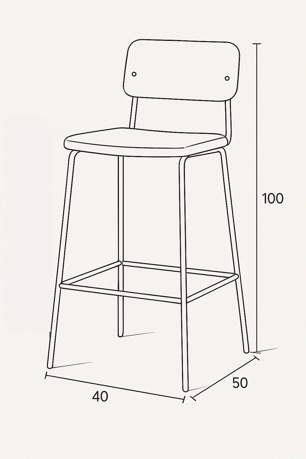 Bar Stool - Steel - Leather - Black - 100x40x50 cm - Cataloug