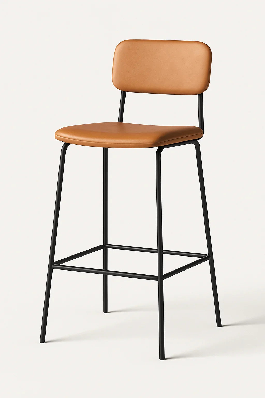 Bar Stool - Steel - Leather - Black - 100x40x50 cm - Cataloug