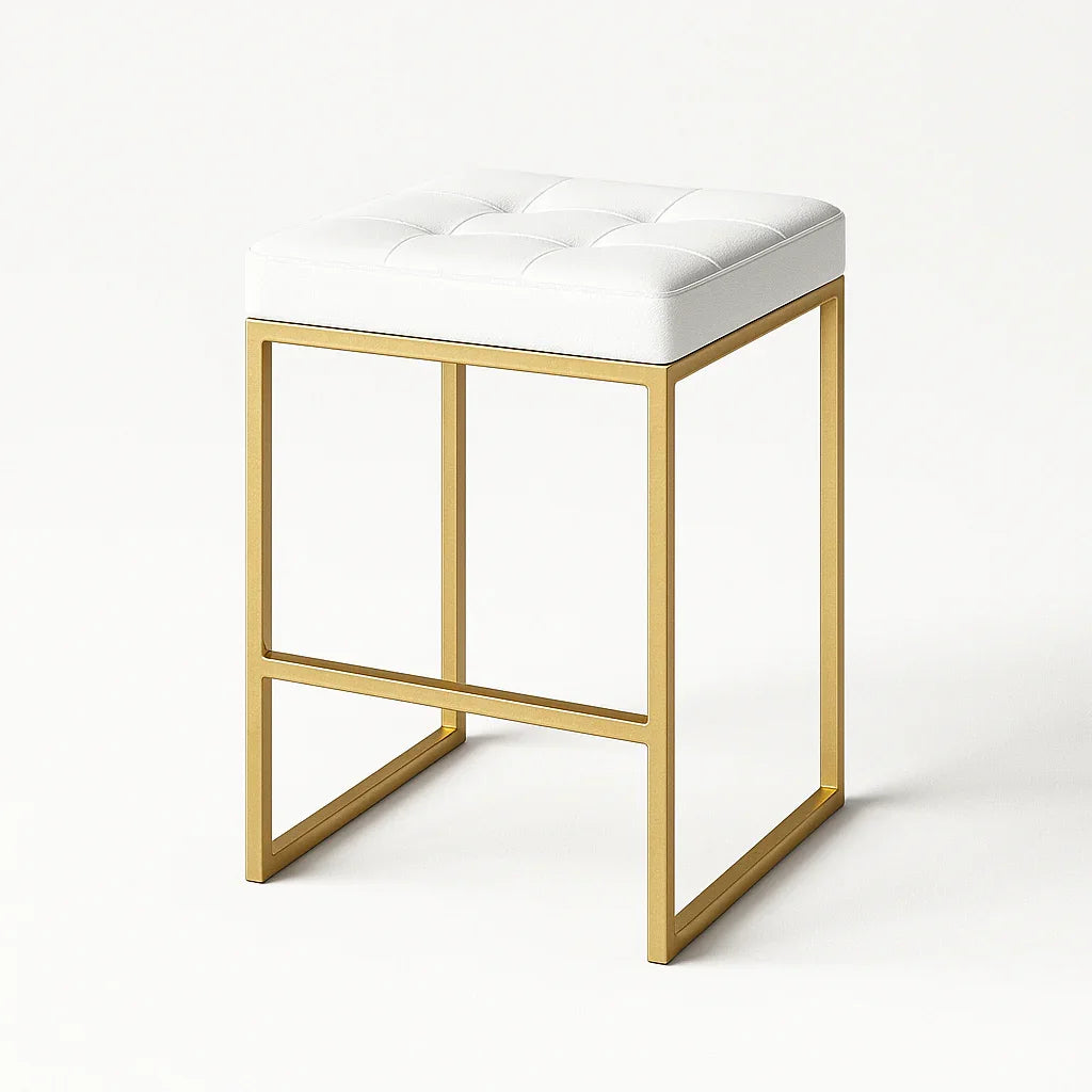 Bar Stool - Steel - Leather - Gold - 70x45x45 cm - Cataloug