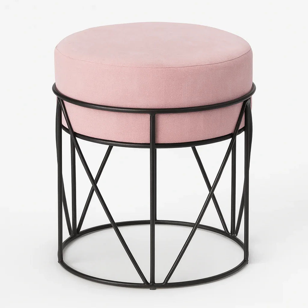 Bar Stool - Steel - Linen Fabric - Black - 50x45x45 cm - Cataloug