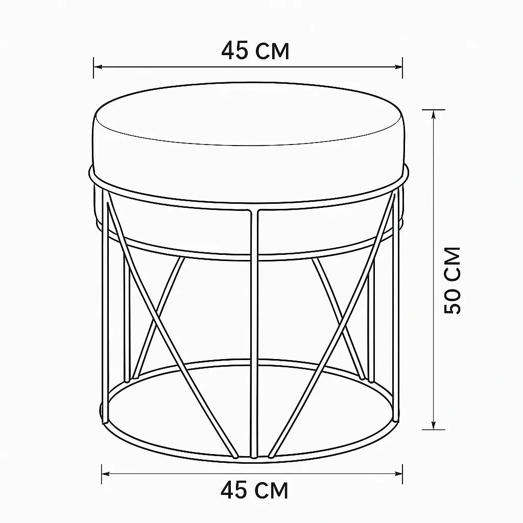 Bar Stool - Steel - Linen Fabric - Black - 50x45x45 cm - Cataloug