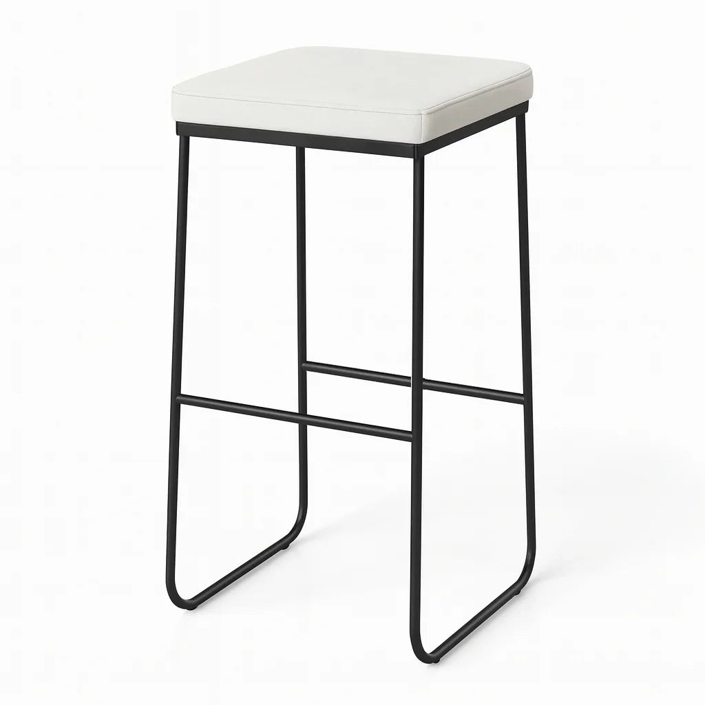 Bar Stool - Steel - Leather - Black - 70x40x40 cm - Cataloug
