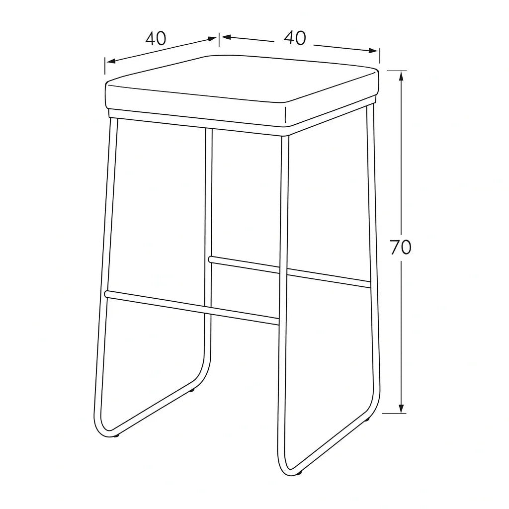 Bar Stool - Steel - Leather - Black - 70x40x40 cm - Cataloug