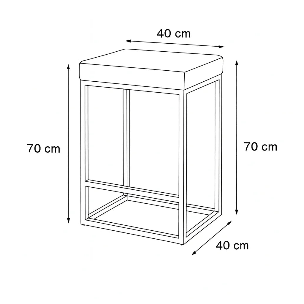 Bar Stool - Steel - Leather Fabric - Black - 70x40x40 cm - Cataloug