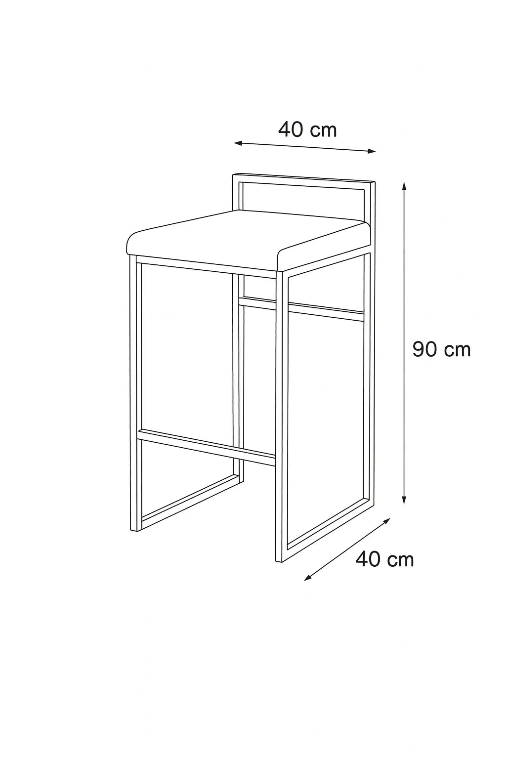 Bar Stool - Steel - Velvet Fabric - Black - 40x90x40 cm - Cataloug