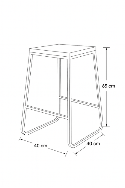 Bar Stool Steel Wood Black